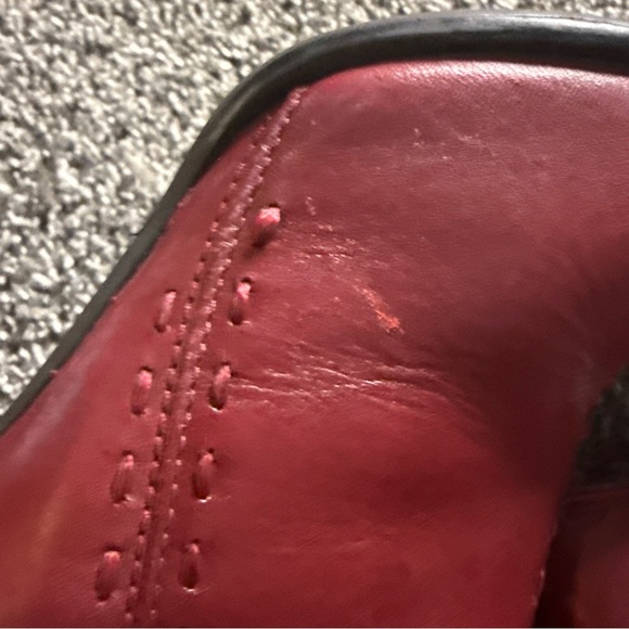 Hillary And Hanson Square Toe Leather Upper Burgundy Chunky Heel Ankle Boot 8M - Picture 3 of 11